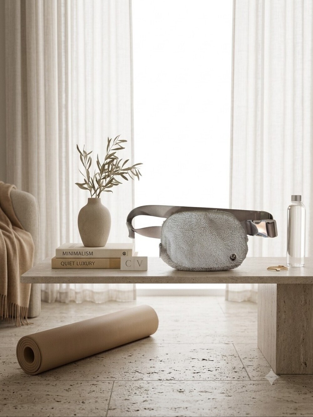 Lululemon Everywhere Belt Bag Sherpa Fleece Taupe Cream Crossbody